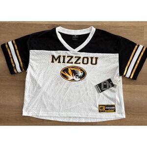NWT Women's Colosseum Mizzou Missouri Tigers Crop Top Jersey - Large-White/Black